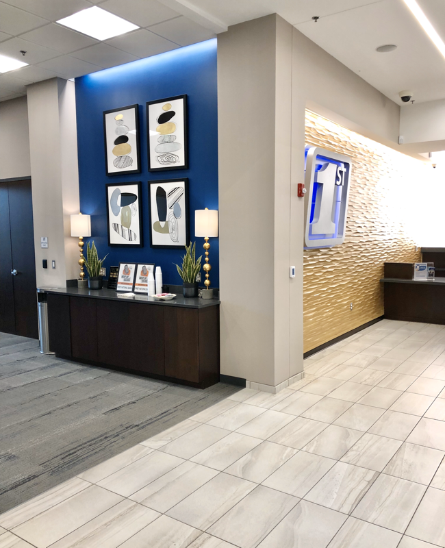 Commercial Interior 
design for a bank lobby